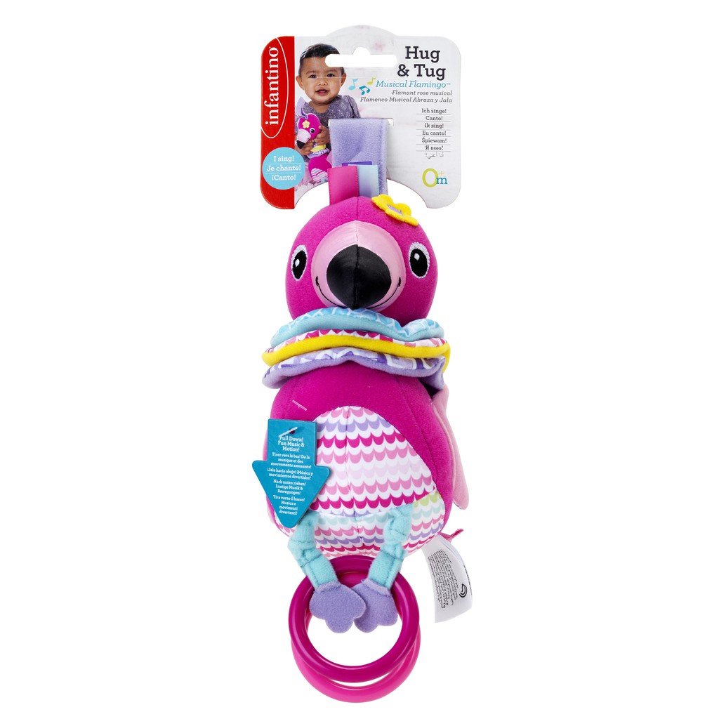 Infantino : HUG & TUG MUSICAL FLAMINGO - Đồ treo trên xe đẩy hạc (các màu hỗn hợp)