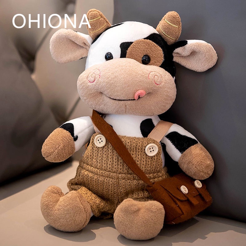 Ohiona. ตุ๊กตาวัวยัดไส้ ของเล่นตุ๊กตาสัตว์ น่ารัก นุ่มนิ่ม การ์ตูนวัว สําหรับเด็ก ของขวัญวันเกิด