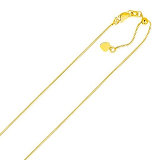 สร้อยคอทองคำแท้ 14k แบบปรับได้ ลายโซ่กล่อง ขนาด 0.7 มม 14k Yellow Gold Adjustable Box Chain 0.7mm