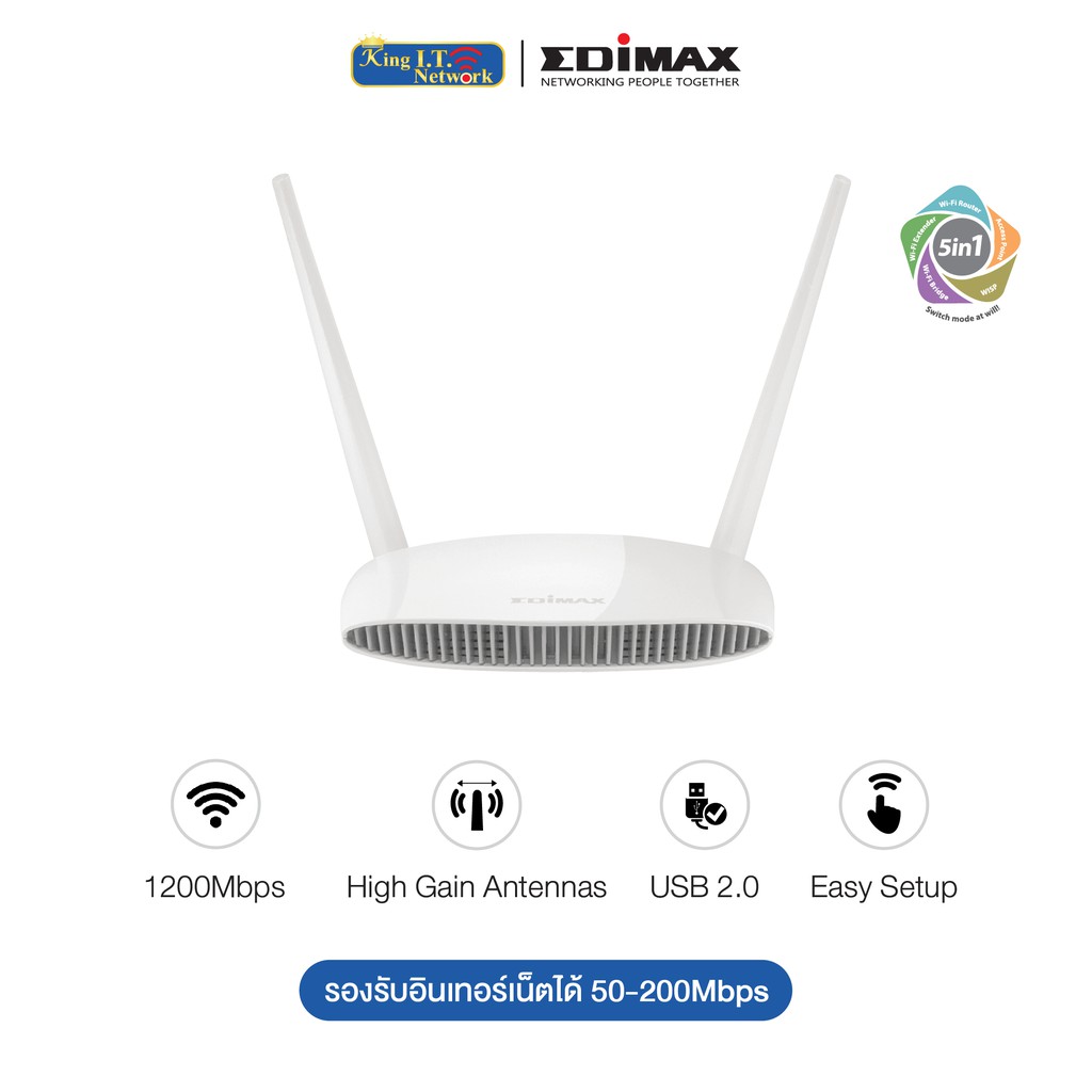 EDIMAX (BR-6478AC V2) AC1200 Gigabit Dual-Band Wi-Fi Router 5-in-1 with USB Port & VPN