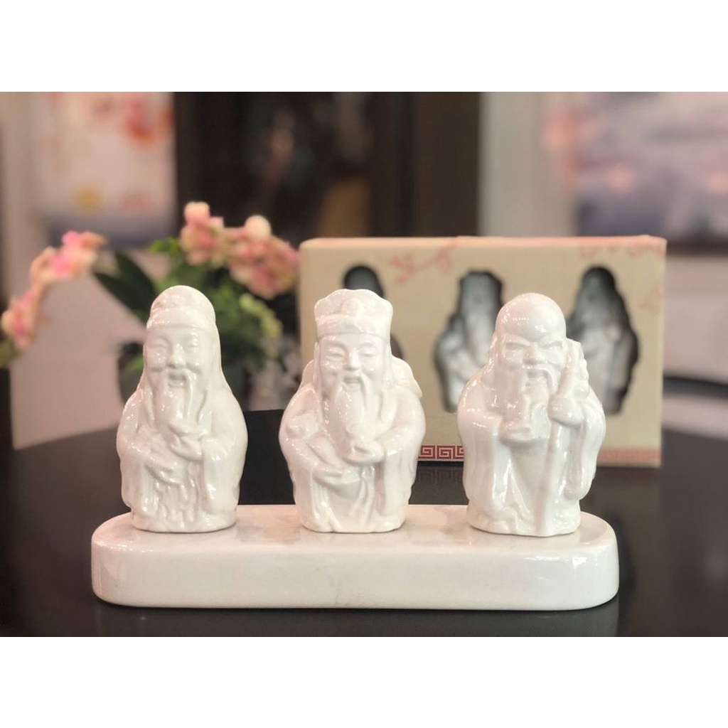 INDRA CERAMIC เทพเจ้าฮก ลก ซิ่ว ขนาด 15 ซม.เซรามิกชุปขาว เซรามิกคุณภาพดี เกรดส่งออก เซรามิกพรีเมี่ยม