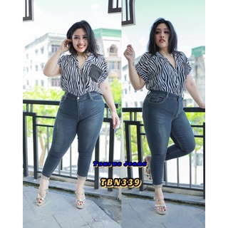 👖ส่งฟรีอีเอ็มเอส 🚚 กางเกง Big Size 9 ส่วน ผ้าซาร่า​ สีสนิม เจีย พับขา  Chu 339