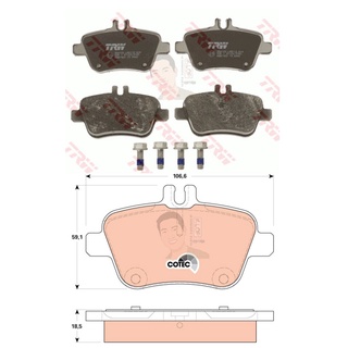 GDB1920 ผ้าเบรค-หลัง(TRW) (เนื้อผ้า COTEC) BENZ A-CLASS A180, A200,A250 (W176) 13