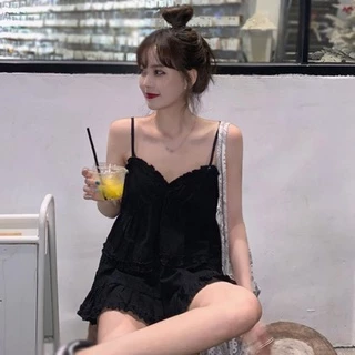 เสื้อสายเดี่ยวลําลอง คอวี แขนกุด สีพื้น สไตล์เกาหลี สําหรับผู้หญิง สายสปาเก็ตตี้ คอวี