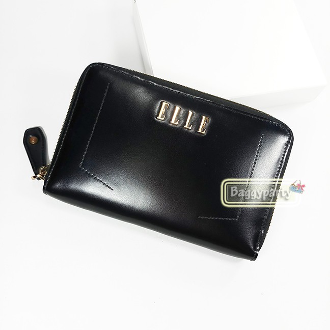 ELLE แท้!!! กระเป๋าสตางค์ใบกลางซิปรอบ ELLE หนังเงา (ELLEpm075)
