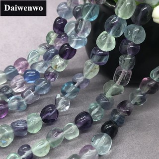 Colorful Fluorite Beads ที่มีสีสัน FLuorite ลูกปัดหินธรรมชาติหลวมผิดปกติกรวด DIY เครื่องประดับ