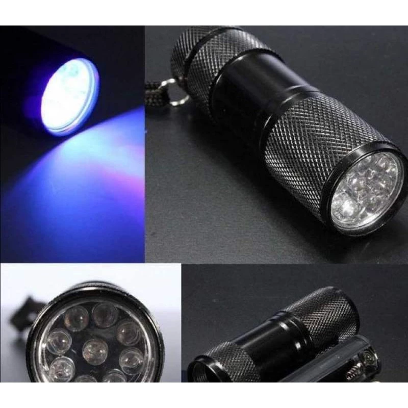 มินิอลูมิเนียม 9 LED UV Ultra Violet ไฟฉาย Blacklight ไฟฉาย thumbnail 4