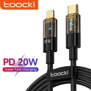 Toocki PD 20W สายชาร์จเร็ว สําหรับโทรศัพท์มือถือ C-L สายเคเบิลข้อมูล พร้อมไฟ LED USB-C ชาร์จเร็ว