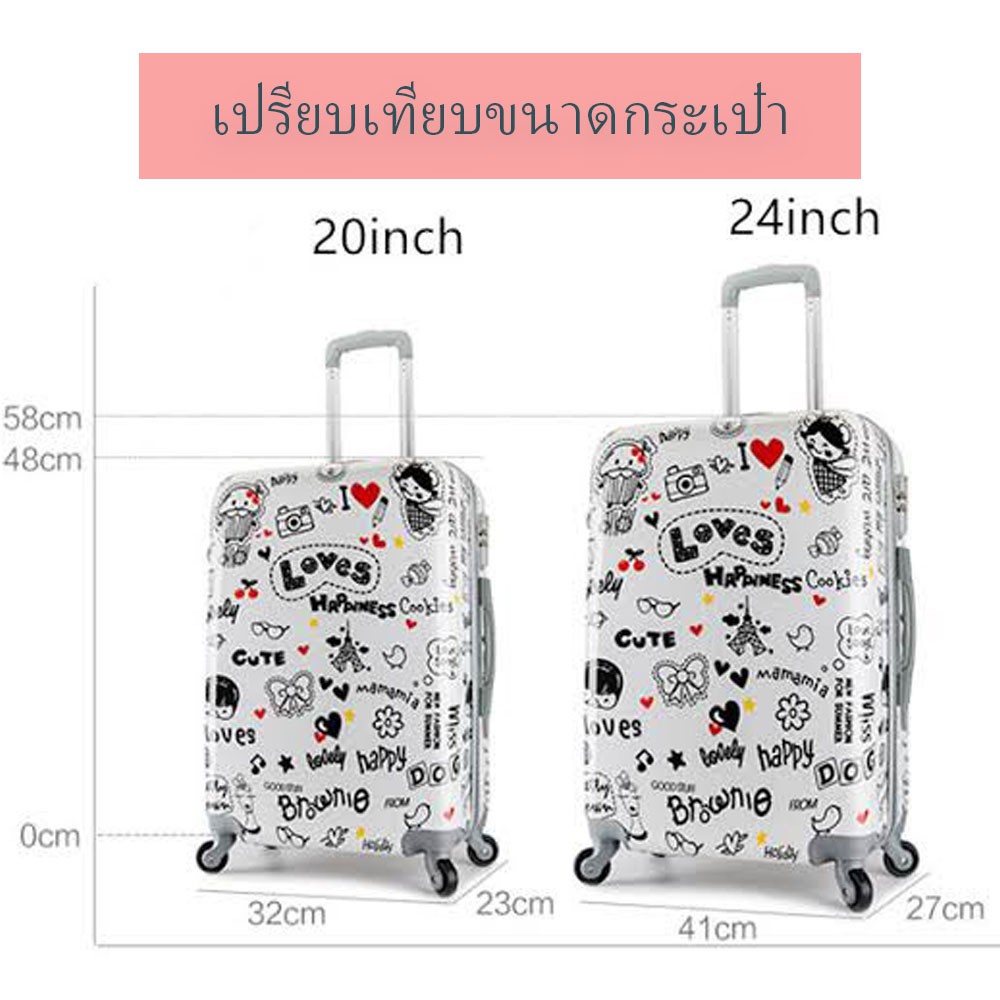 กระเป๋าเดินทางล้อลาก ลายการ์ตูน วัสดุ(PC) ขนาด 20 24 28 นิ้ว สวยงาม แข็งแรง ทนทาน