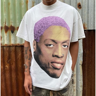 เสื้อยืดผ้าฝ้ายพิมพ์ลายแฟชั่น เสื้อยืดแขนสั้น พิมพ์ลายกราฟฟิติ Dennis Rodman ขนาดใหญ่ สไตล์วินเทจ สําหรับผู้ชาย