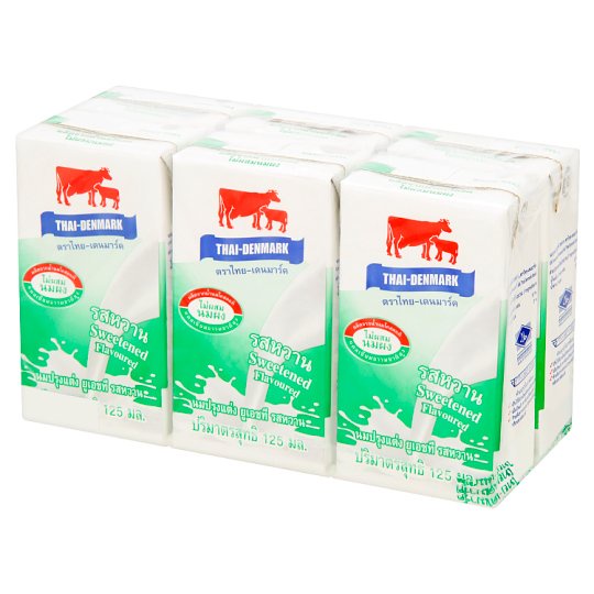 🔥ยอดนิยม!! ไทย-เดนมาร์ค ผลิตภัณฑ์นมปรุงแต่ง ยูเอชที รสหวาน 125มล. x 6 กล่อง Thai-Denmark Sweetened Flavoured UHT Milk Pr