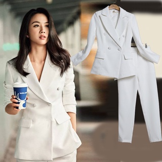 ชุดสูท#สูทผู้หญิง สูทชุด สไตล์เกาหลี OL suit Blazer+Pants