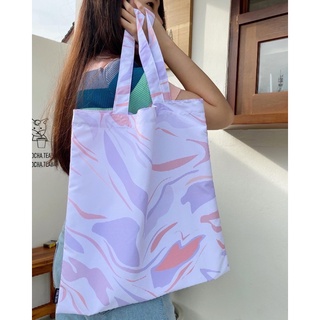 THREERA | PRINTED FABRIC TOTE BAG 03 กระเป๋าผ้า MICRO PEACH