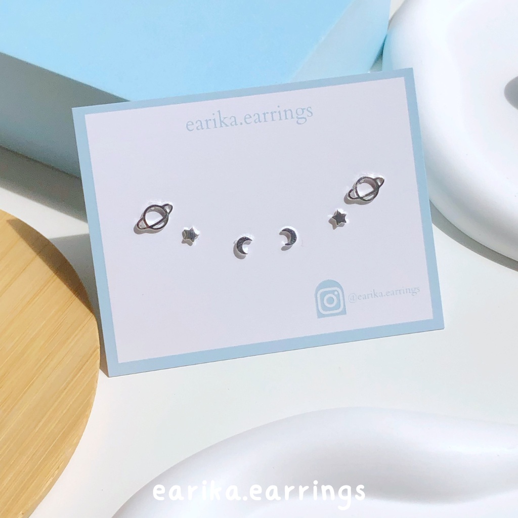 earika.earrings - neptune set เซ็ตต่างหูก้านเงินแท้ชุบทองคำขาว ผิวแพ้ง่ายใส่ได้