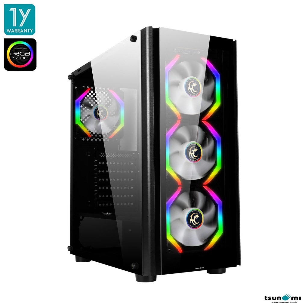 Tsunami Galaxy G13 (cRGB) Tempered Glass ATX Gaming Case with Void cRGB Cooling Fan x 3 pcs