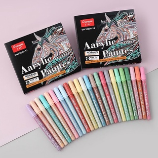 Acrylic marker pen ปากกามาร์กเกอร์อะคริลิคกันน้ำชุด 12, 24, 36, 48 สีพาสเทล ปากกาไฮไล ปากกาสีน้ำ ปากการะบายสี