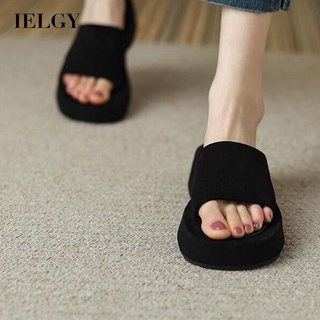 IELGY nubuck รองเท้าแตะแพลตฟอร์ม ฟองน้ํา หนัง ลําลอง เหมาะกับเดินชายหาด สําหรับผู้หญิง