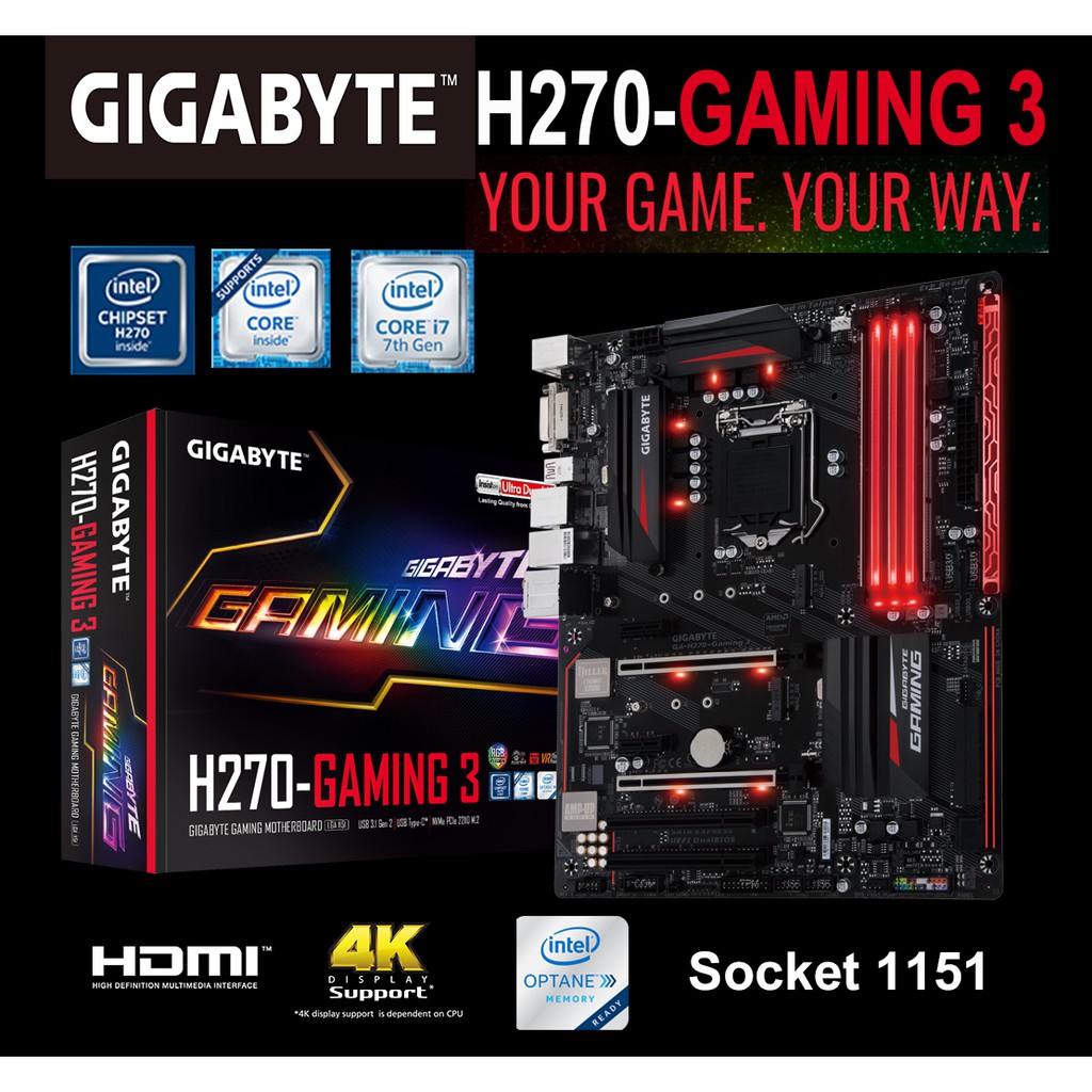 Mainboard INTEL GIGABYTE H270-GAMING 3 (Socket 1151) มือสอง พร้อมส่ง แพ็คดีมาก!!! [[[แถมถ่านไบออส]]]