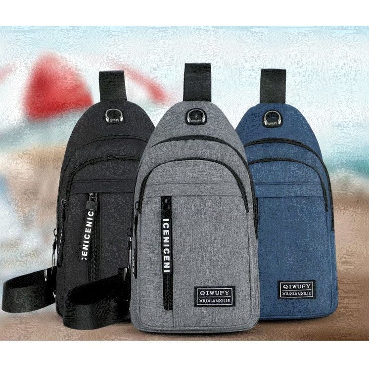 NAMCHA SHOP กระเป๋าคาดอกช่องเยอะทรงเท่กระเป๋าผู้ชาย B101