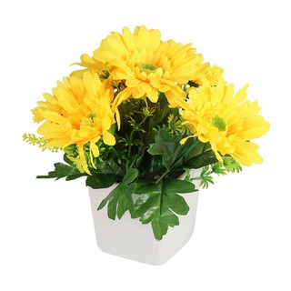 กระถางเยอบีร่า ฟ้าและดอกไม้ สีเหลือง ARTIFICIAL GERBERA IN POT SKY AND FLOWER YELLOW