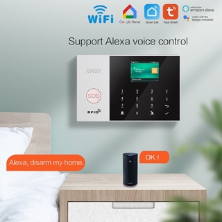 Wifi + GSM ระบบเตือนภัยกันขโมยในบ้าน tuya smart Alex Googlehome ควบคุมด้วยเสียง