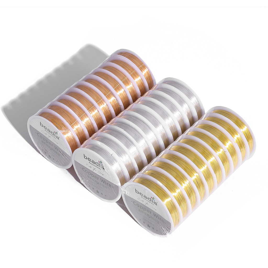 ลวดทองแดง ทรงกลม 20 เกจ ขนาด 0.3-0.8 มม. ไม่ซีดจาง สีเงิน ทอง สําหรับทําเครื่องประดับ DIY 1 ม้วน【การเก็บรักษาสี】