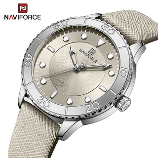 Naviforce ใหม่ นาฬิกาข้อมือลําลอง สายหนัง กันน้ํา คุณภาพสูง แฟชั่นสําหรับผู้หญิง