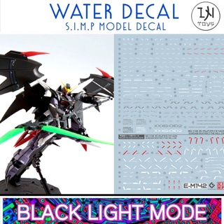 Water Decal / Gundam Decal MG 1/100 DEATHSCYTHE​-HELL ยี่ห่อ S.I.M.P. Model Decal​ ( เรืองแสงในแสงแบล็คไลท์)​