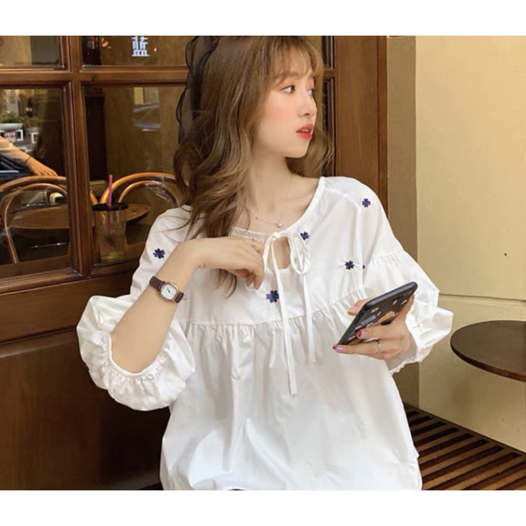 *สินค้ามีพร้อมส่ง* เสื้อเเฟชั่นผญลายปักเเขยาว งานปักอย่างดี สไตล์เกาหลีเเฟชั่นใหม่