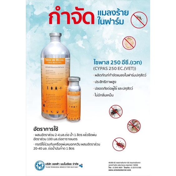 ไซพาส 250 อีซี. (Cypas 250 EC) ยาฆ่าแมลงขนาด1ลิตร