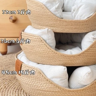 ตะกร้าแมวนอน เบาะนอนแมว หลุมนอนแมว กล่องนอนแมว ทำด้วยมือบริสุทธิ์ ผ้า Vanilla ผ้าฝ้าย ppคุณภาพสูง
