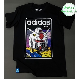 เสื้อยืดผ้าฝ้ายเสื้อยืดแขนสั้นผ้าฝ้ายพิมพ์ลาย Gundam Xadidas สําหรับผู้ชายและผู้หญิงL XL  XXL 3XL