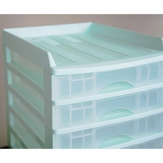 ตู้ลิ้นชัก 5 ชั้น พร้อมถาดบน สีเขียวพาสเทล รุ่น A-109-3 Organizer with upper tray two tone color Green Pastel