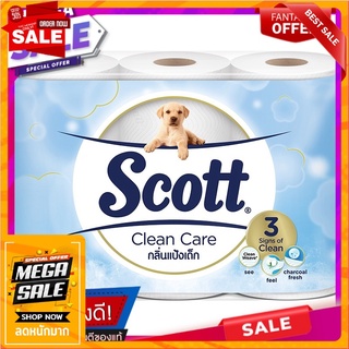 สก๊อตต์คลีนแคร์เบบี้พาวเดอร์กระดาษชำระหนา 3ชั้น แพค 6ม้วน Scott Clean Care Baby Powder Toilet Paper Thickness 3 Ply Pack