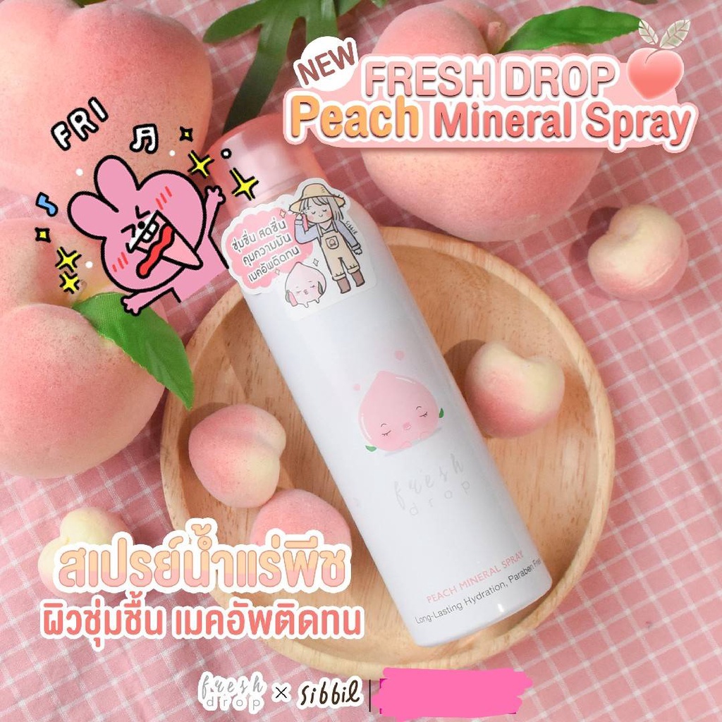 สเปรย์น้ำแร่ FRESH DROP-Peach Mineral Spray Peach 150ML