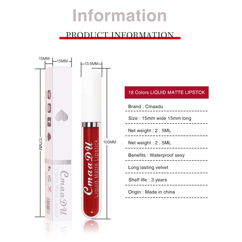 ลิปกลอส ถ้วยไม่ติดด้าน กันน้ํา ลิปสติก ให้ความชุ่มชื้น คราบริมฝีปากติดทนนาน ลิปทินท์ - รูปที่ 7