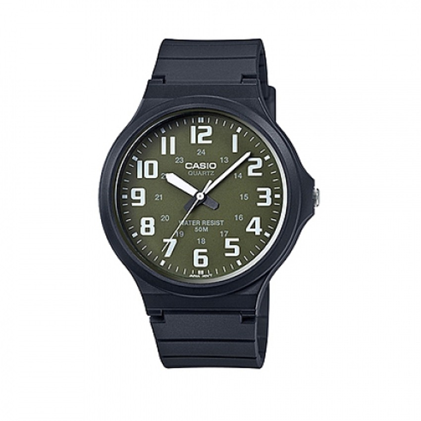 Casio นาฬิกาข้อมือผู้ชาย สายเรซิ่น สีดำ รุ่น MW-240,MW-240-3B,MW-240-3BVDF