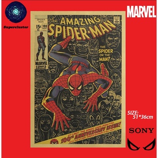 Marvel "Spider-Man 100th Anniversary Issue" โปสเตอร์กระดาษคราฟท์สําหรับติดตกแต่งผนังบ้าน 50.5x35ซม.