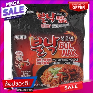 พาลโดราเมนกึ่งสำเร็จรูปแบบแห้งรสปลาหมึกสูตรเผ็ด 130กรัม แพค 4 Paldo Ramen Instant Squid Flavor Hot Formula 130g.Pack 4