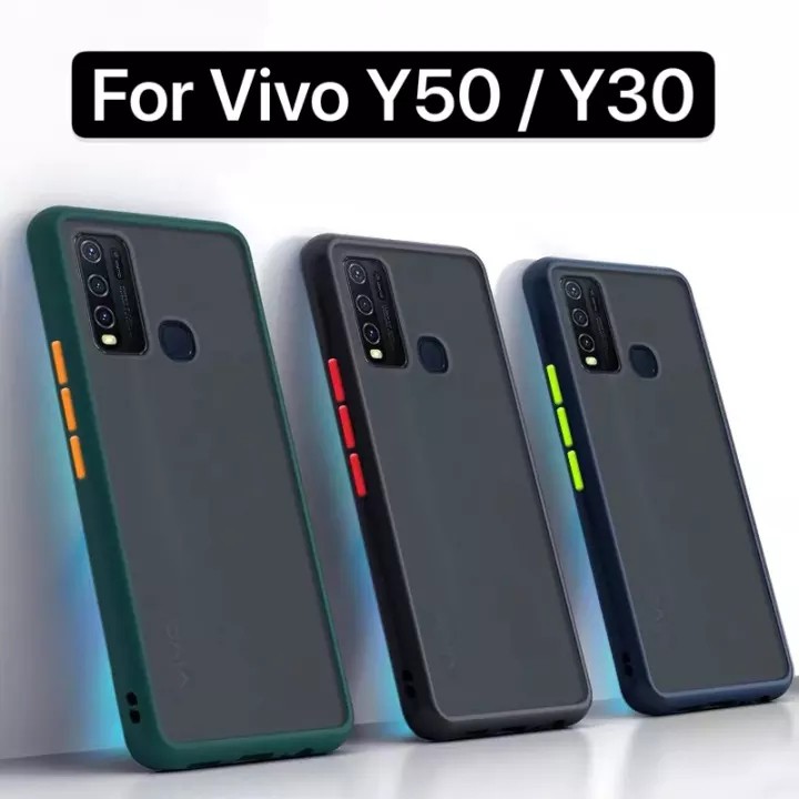 [ส่งจากไทย] เคสกันกระแทก ปุ่มสีผิดด้าน Case Vivo Y50 เคสโทรศัพท์ วีโว่ ขอบนิ่มหลังแข็ง เคส