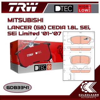 ผ้าเบรคหลัง TRW สำหรับ MITSUBISHI LANCER (G8) CEDIA 1.8L SEi, SEi Limited 01-07 (GDB3341)