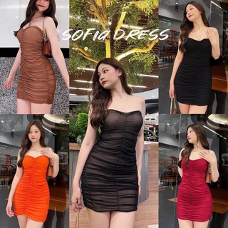 🚚พร้อมส่ง ส่งของทุกวัน🔥 Sofia Dress เดรสเกาะอกผ้ามุ้ง สวยแซ่บมากรุ่นนี้ มีฟองน้ำเย็บติด ซับในทั้งตัวผ้าไม่บาง