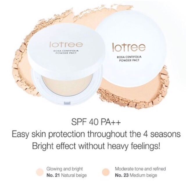 2018 Renewal Lotree Rosa Centifolia Powder Pact SPF40 PA++ขนาด12g. แป้งอัดแข็ง (ไม่ผสมรองพื้น) แบบผส