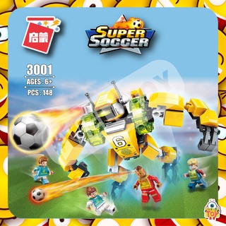 ตัวต่อ ENL3001 ชุดตัวต่อหุ่นยนต์ฟุตบอลสีเหลือง เบอร์ 6 Robot Soccer จำนวน 148 ชิ้น