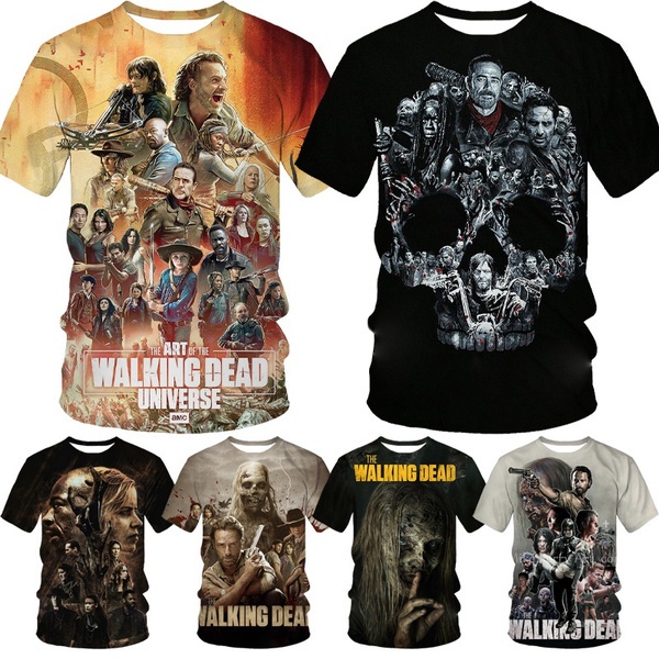 เสื้อยืดลําลอง แขนสั้น คอกลม พิมพ์ลาย The Walking Dead 3 มิติ สไตล์สตรีท แฟชั่นฤดูร้อน สําหรับ 