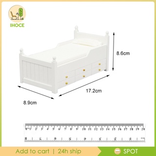 เตียงเดี่ยว 1:12 พร้อมลิ้นชักขนาดเล็กสําหรับตกแต่งบ้านตุ๊กตาของเล่นเด็ก