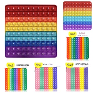 พร้อมส่ง จากไทย Pop it ป๊อบอิต สี่เหลี่ยม สื่อการเรียน ตัวเลข 1-100 ตารางสูตรคูณ แม่ 9,12,13 สีสดใส ฝึกสมาธิ คลายเครียด