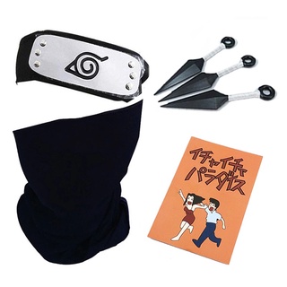 อะนิเมะ Naruto Kakashi คอสเพลย์ พร้อมหน้ากาก ถุงมือ สร้อยคอ ที่คาดผม Kunai อุปกรณ์คอสเพลย์