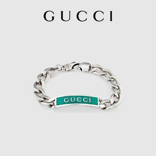 [พร้อมกล่อง] Gucci Gucci สร้อยข้อมือเงิน เคลือบโลโก้ Gucci สําหรับตกแต่ง