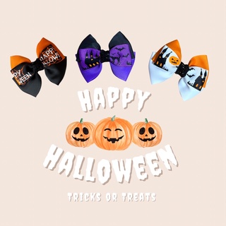 โบว์คู่ โบว์ติดผมลูกสาว กิ๊บติดผม ริบบิ้นติดผม แฮนด์เมค  Halloween collection